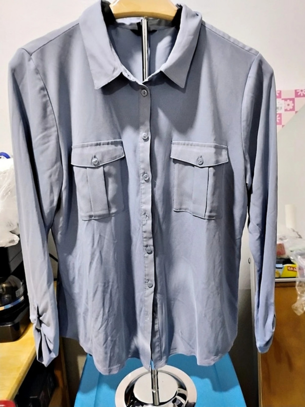 Ann Taylor Petite Button Down Shirt  in Blue-gray Size LP
